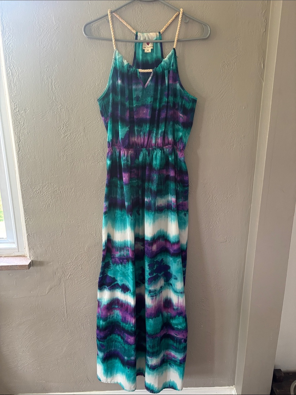 one clothing Teal, Purple & White Tie-Dye Maxi Dress